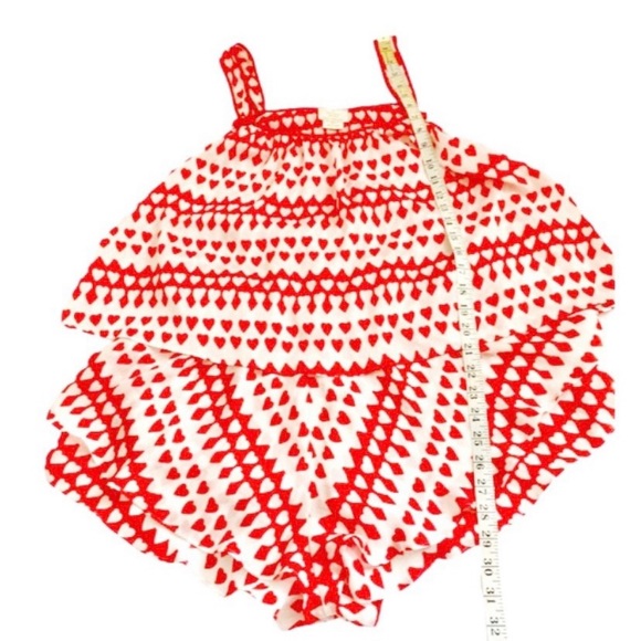 Kate Spade Red & White Dream A Little Dream Heart Print Sleep Romper, Size Large - Picture 9 of 10
